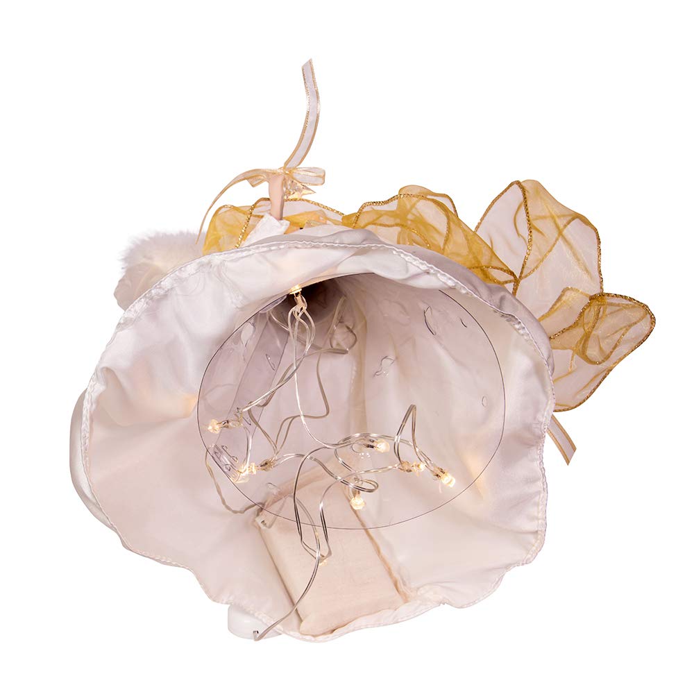Kurt S. Adler Kurt Adler 14-Inch Battery-Operated Ivory and Gold LED Angel Treetop, White