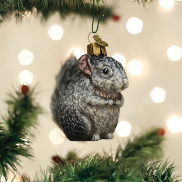 Old World Christmas Vintage Chinchilla Glass Blown Ornament for Christmas Tree, Handcrafted Holiday Decoration, Vintage Animal Collection
