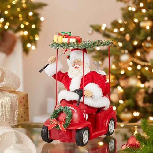Kurt S. Adler Kurt Adler 11.25-Inch Fabrich‚ Santa Driving Golf Cart, Red