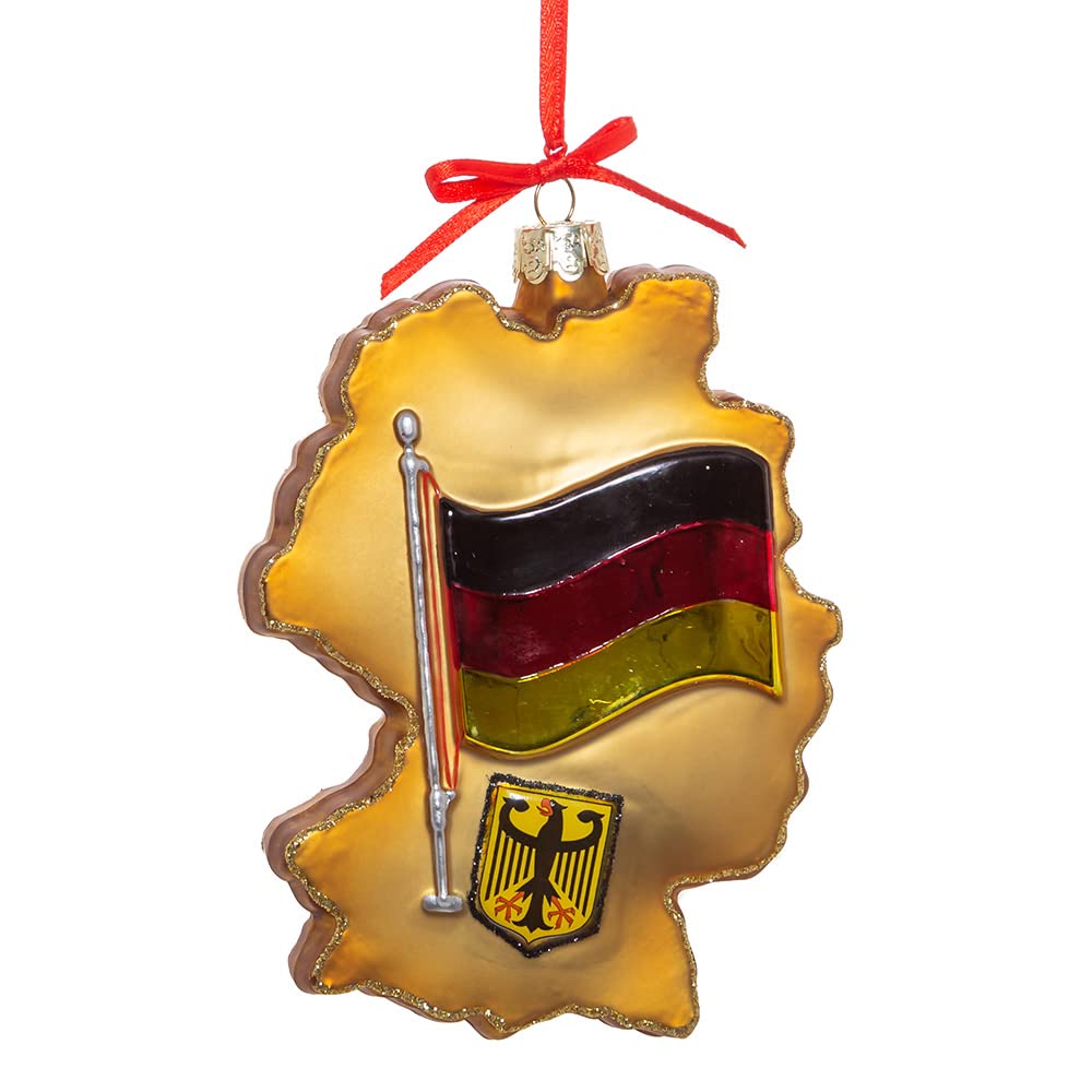 Kurt Adler Germany Map Glass Ornament, 5 inch, Multi Color