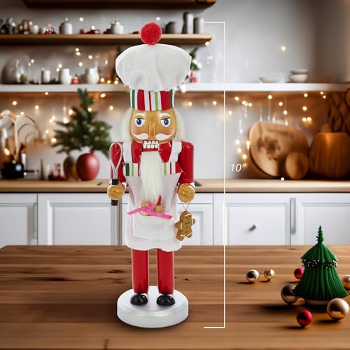 Kurt Adler Rosy Red Baking Nutcracker Chef 10 inch Wood Decorative Tabletop Figurine