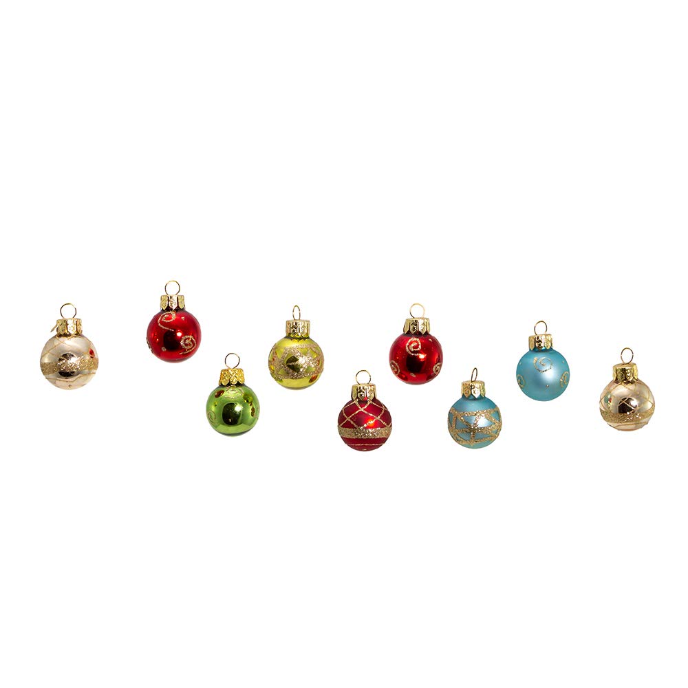 Kurt Adler C1899 Petite Treasures Multi Color Ball Christmas Ornament, Set Of 9