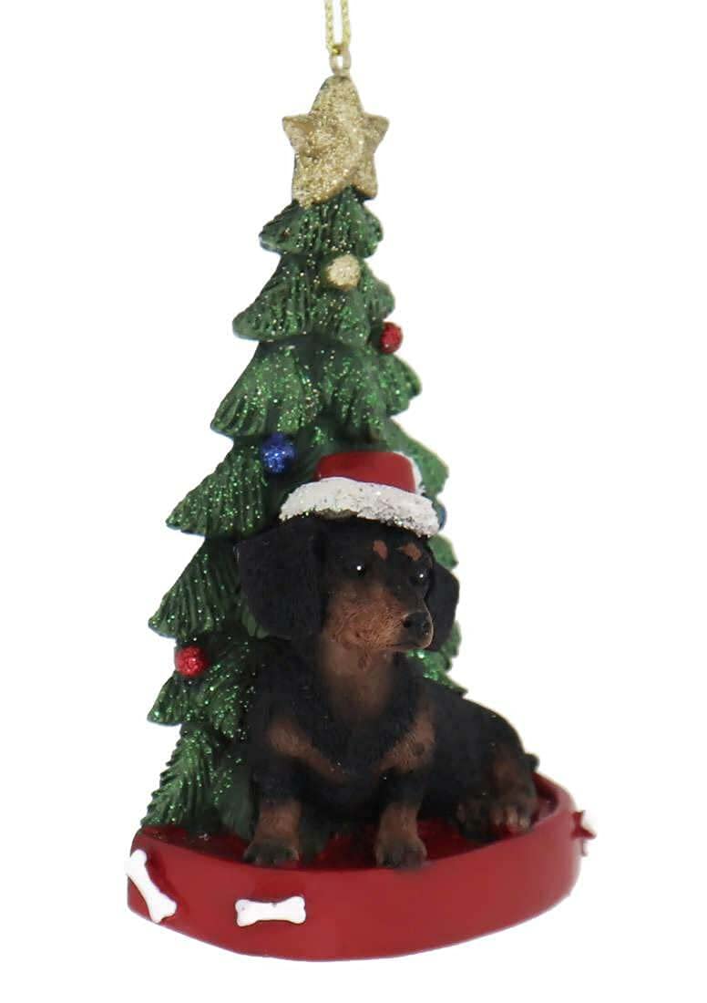 Dachshund With Plastic, Christmas Tree Ornament For Personalization