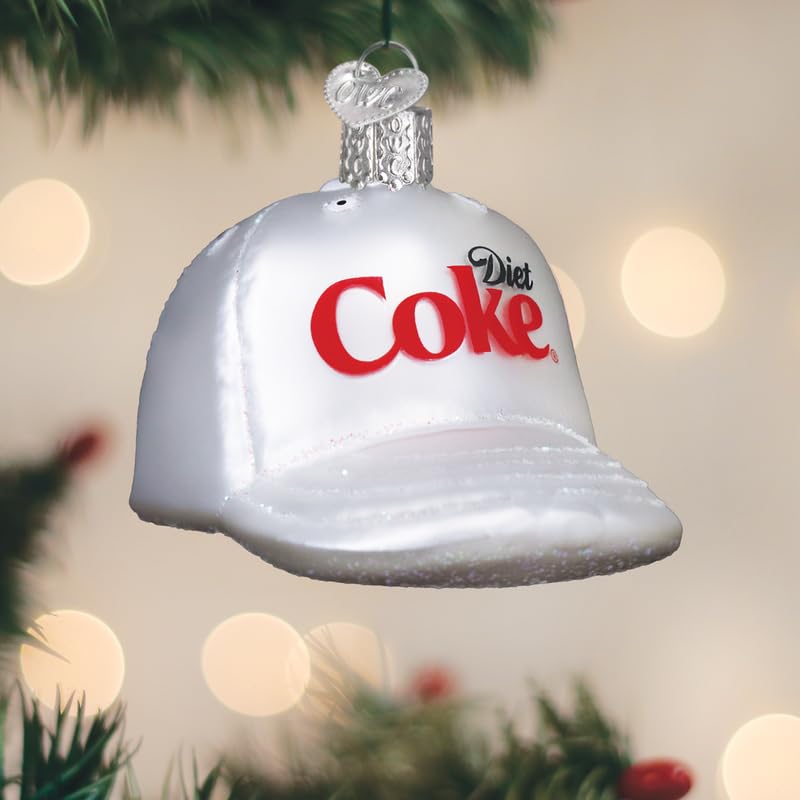 Old World Christmas Diet Coke Baseball Cap Glass Blown Ornament for Christmas Tree, Handcrafted Holiday Decoration, Coca-Cola Collection