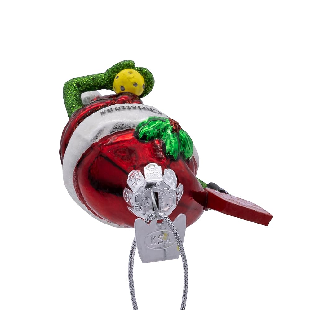 Kurt Adler 3.5-inch Noble Gems? Pickleball Pickle with Santa Ornament