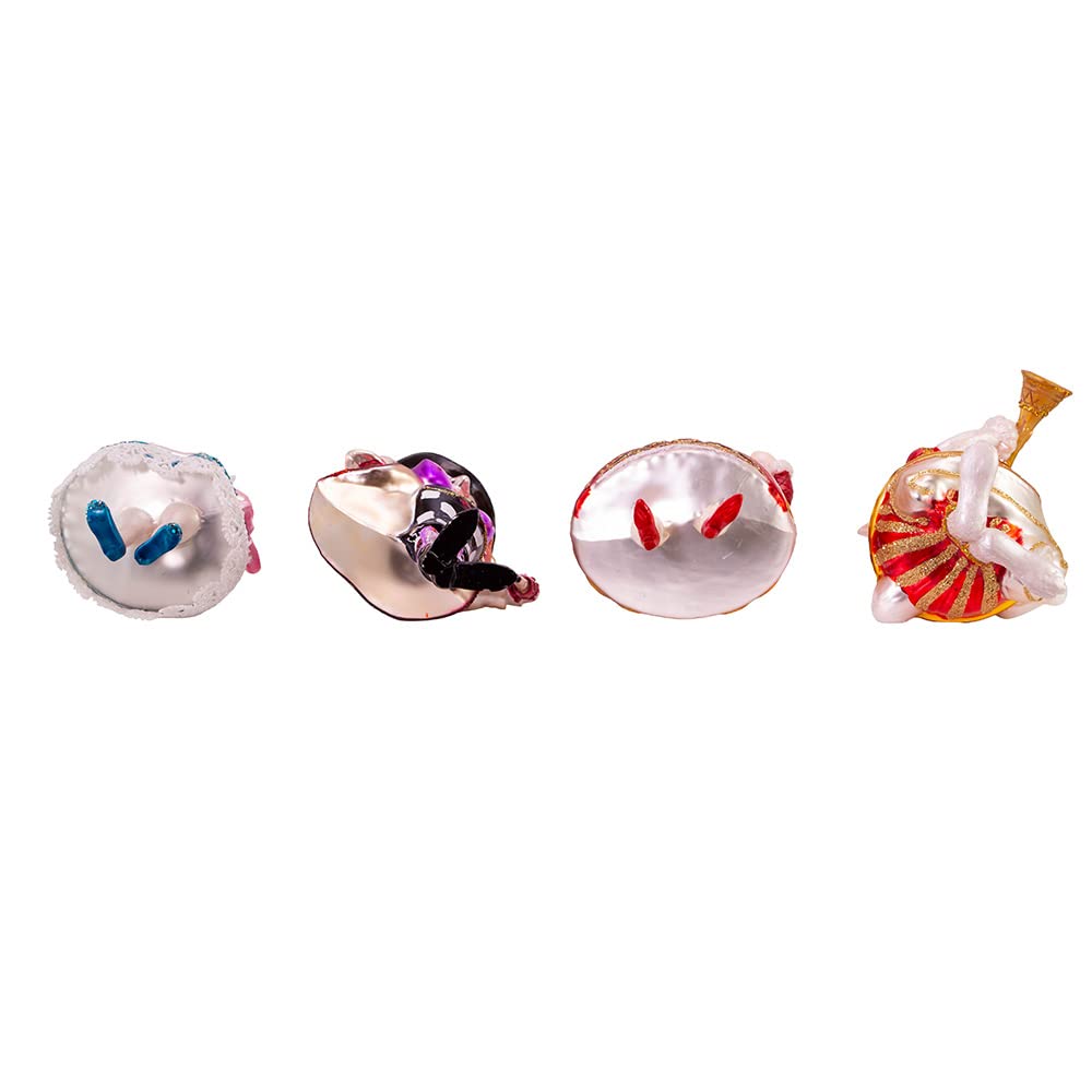 Kurt Adler Noble Gems Glass Ornaments for Christmas Tree, Alice in Wonderland (4-Piece Box Set)