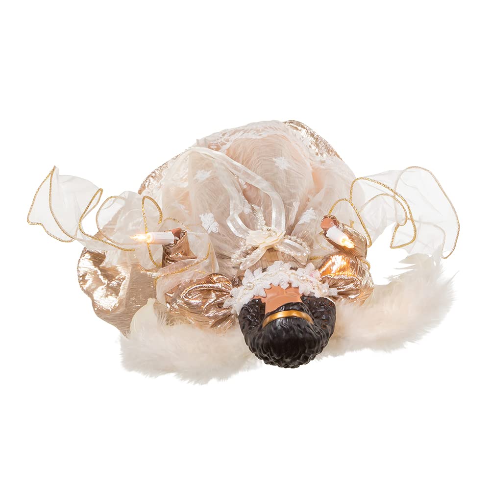 Kurt Adler 16-Inch White/Rose Gold Black Angel Tree Topper
