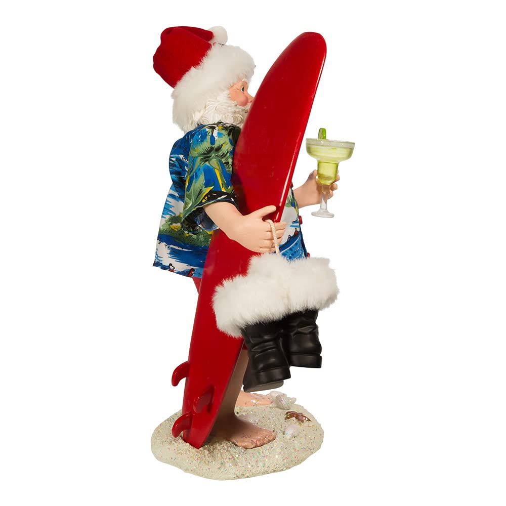 Kurt S. Adler 11-Inch Fabrich‚ Santa with Surfboard and Drink
