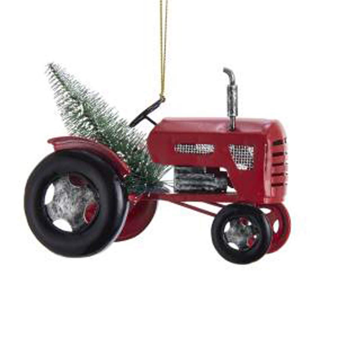 Kurt Adler Vintage Red Tractor 3 inch Metal Decorative Hanging Ornament, Christmas