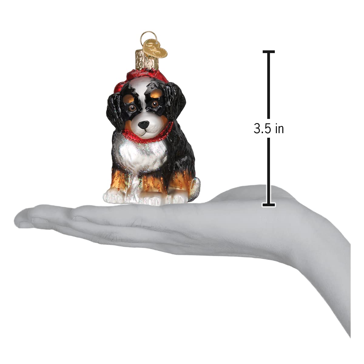 Old World Christmas Bernedoodle Puppy Glass Blown Ornament for Christmas Tree