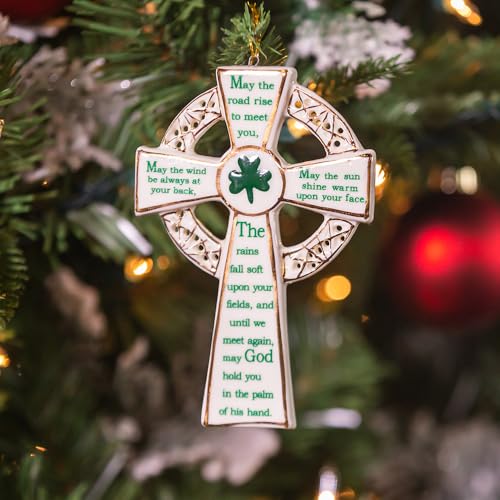 Kurt Adler 5.12-Inch Porcelain Irish Cross Ornament (YAMJ4102),Christmas