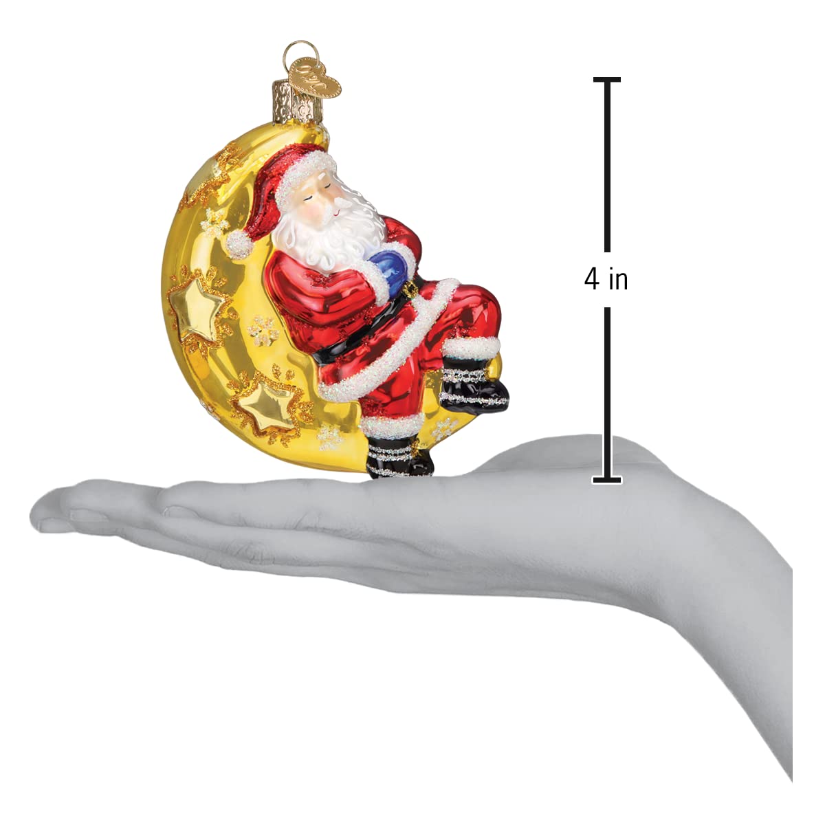 Old World Christmas Moonlight Santa Glass Blown Ornament for Christmas Tree