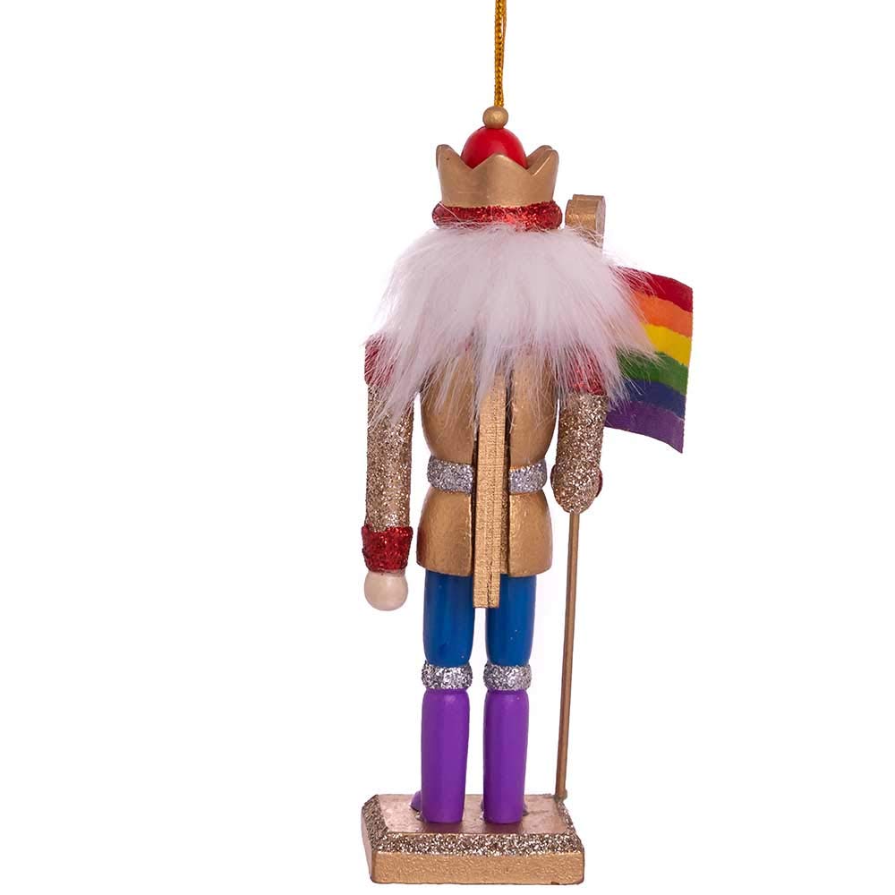 6-Inch Wooden Gay Pride Nutcracker Ornament, Multi-colored