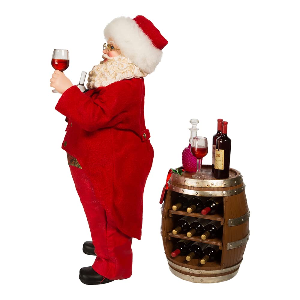 Kurt S. Adler 10.5-Inch Fabrich‚ Wine Tasting Santa, 2 Piece Set