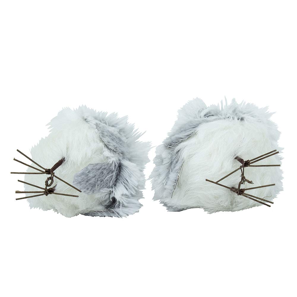 Kurt Adler 5-Inch Furry Gray Owl Set of 2