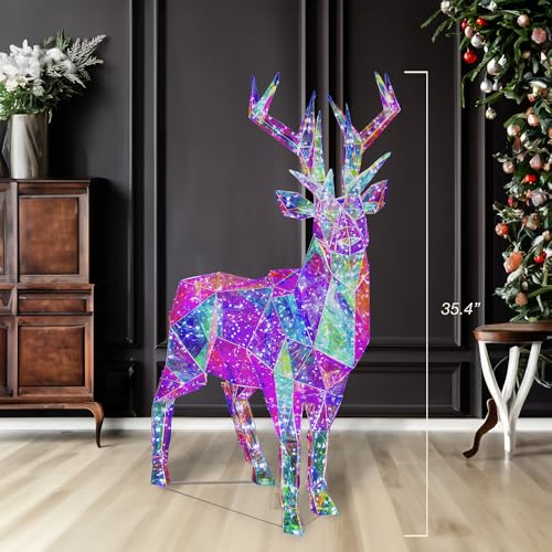 Kurt Adler 35.4 Inch 500 Multi-F Clear White LED Iridescent Deer