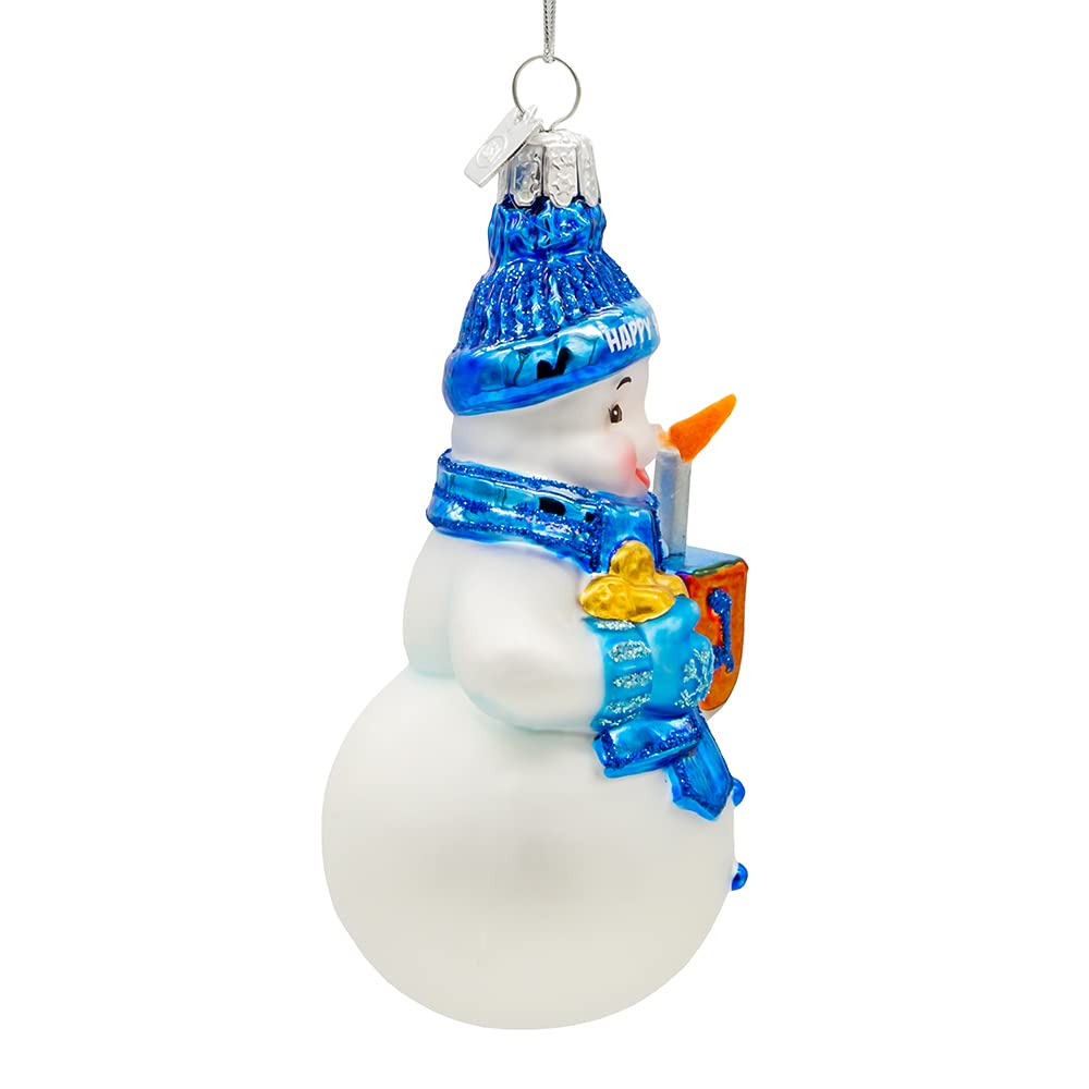 Kurt Adler 4.25-Inch Noble Gems? Glass Hanukkah Snowman Ornament