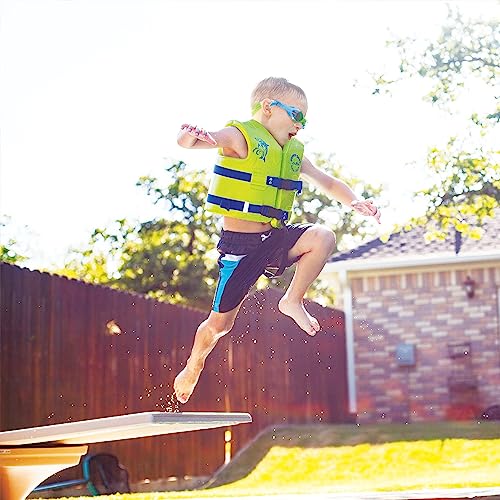 TRC Recreation Super Soft Child Size X Small Life Jacket USCG Approved Vinyl Coated Foam Swim Vest for Kids Swimming Pool and Beach Gear, Yellow