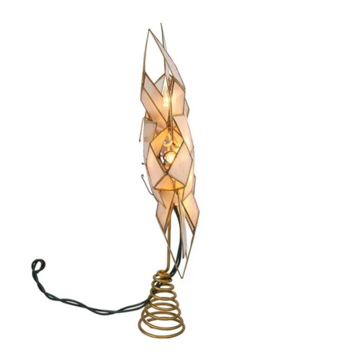 Kurt Adler 11.75-Inch UL 10-Light Gold Tin Double Point Capiz Star Treetop