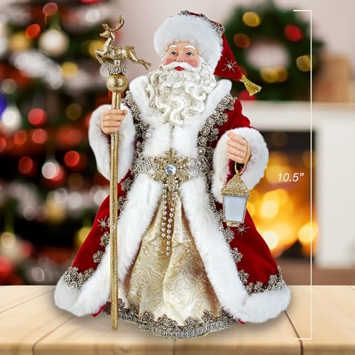 Kurt S. Adler 10.5-Inch Fabriché Regal Red Santa Table Piece