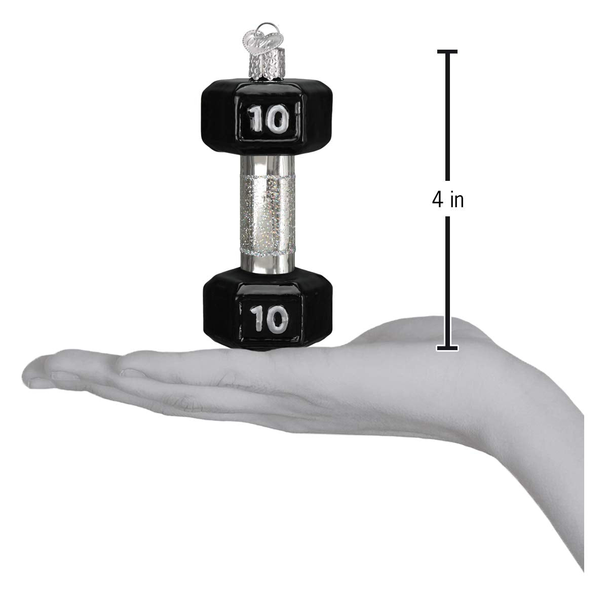Old World Christmas Dumbbell Glass Blown Ornament for Christmas Tree, Handcrafted Holiday Decoration, Sport Collection