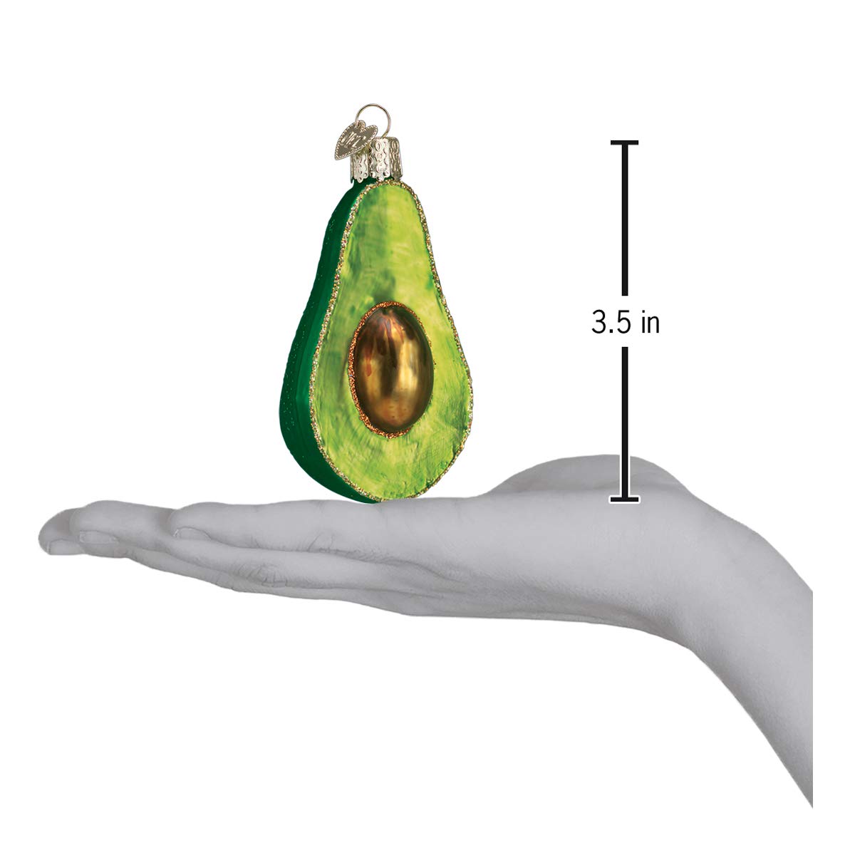 Old World Christmas Avocado Guacamole Glass Blown Ornament for Christmas Tree, Handcrafted Holiday Decoration, Food Collection