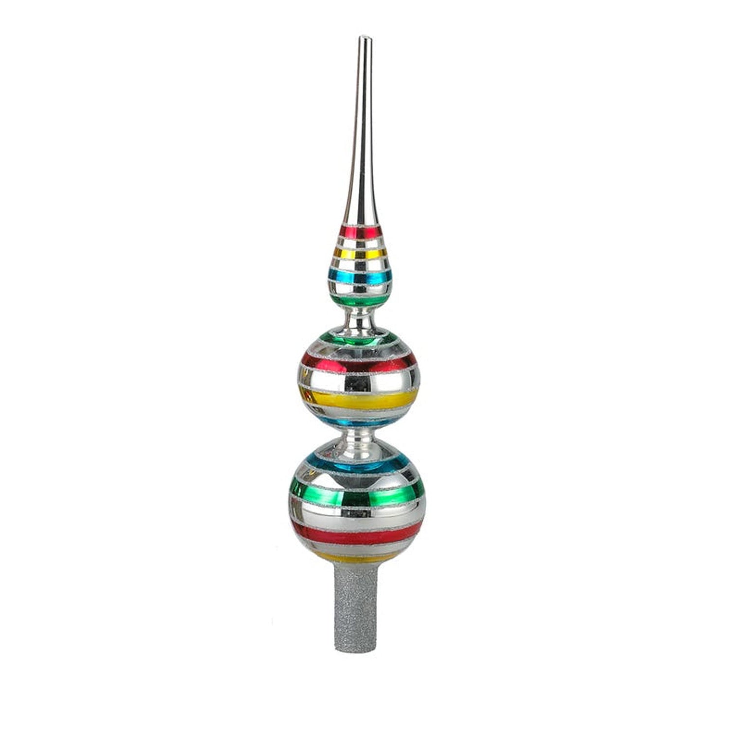 Kurt Adler GG1400 13 Inch 3 Tier Early Years Glass Multicolor Treetops with Shiny Finish for Vintage Fans and Collectors, (2 Pack)