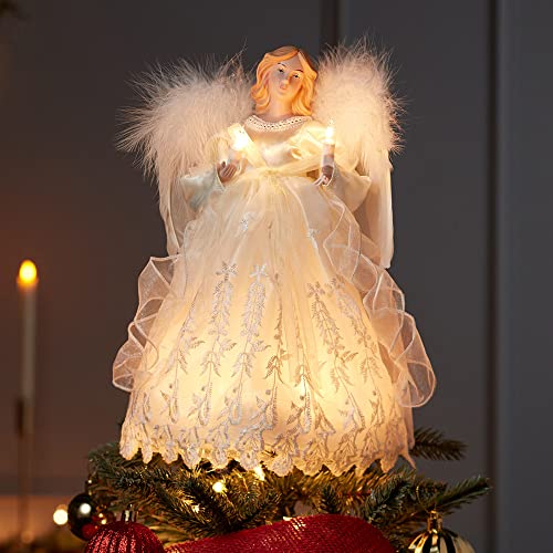 Kurt Adler 10-Light Angel Treetop, 12-Inch, Ivory