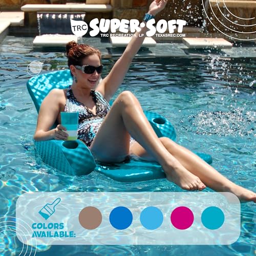 TRC Recreation Folding Baja Chair Foam Swimming Pool Float, Portable Super Soft Floating Lounger with 2 Cup Holders for Beach Essentials, Teal