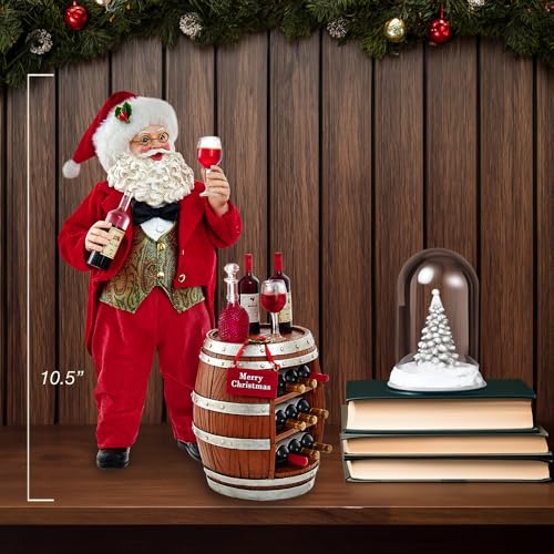 Kurt S. Adler 10.5-Inch Fabrich‚ Wine Tasting Santa, 2 Piece Set