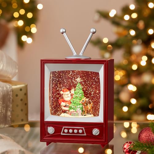 Kurt S. Adler Battery-Operated Rudolph and Santa Musical TV Table Piece, 8.5-Inch, Multi-Colored