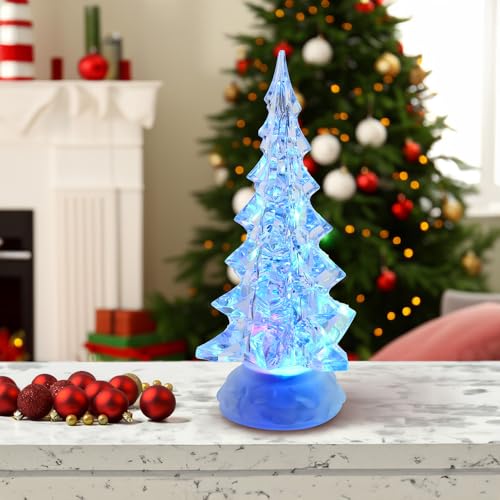 Kurt S. Adler Kurt Adler 10.25-Inch Battery-Operated LED Clear Tree Motion Table Piece, Multi
