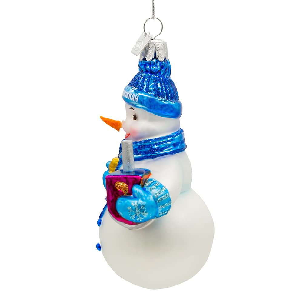 Kurt Adler 4.25-Inch Noble Gems? Glass Hanukkah Snowman Ornament
