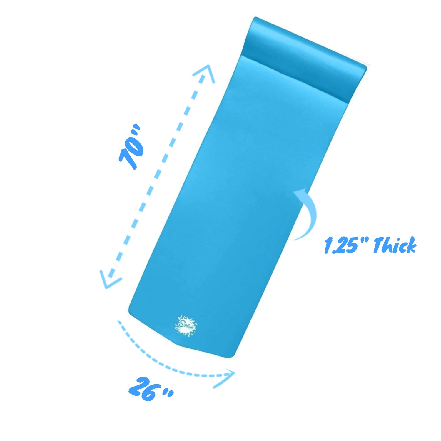 TRC Recreation, 2022 Splash Pool Foam Raft Lounger with Pillow Headrest, Comfortable Luxury Float for Swimming Pools and Lakes - 70’’ Length x 26’’ Width x 1.25’’ Thick, Marina Blue (1)