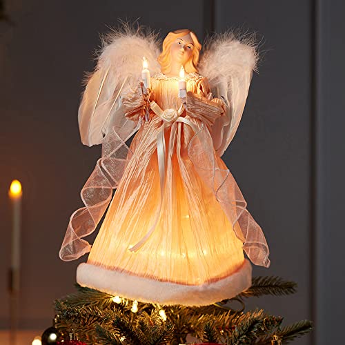 Kurt Adler 10-Light Ivory Angel Treetop, 12-Inch