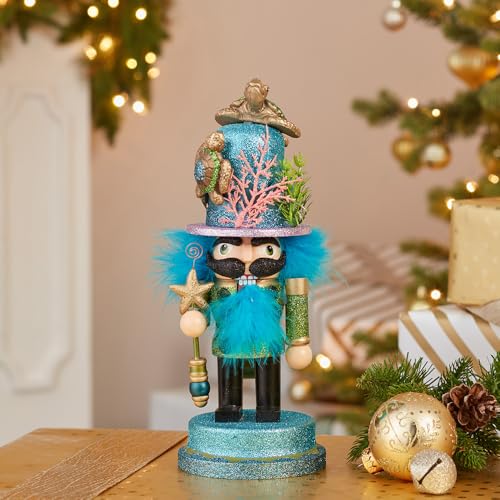 Kurt Adler Hollywood Nutcracker with Sea Turtle Hat, 11-Inch,Blue