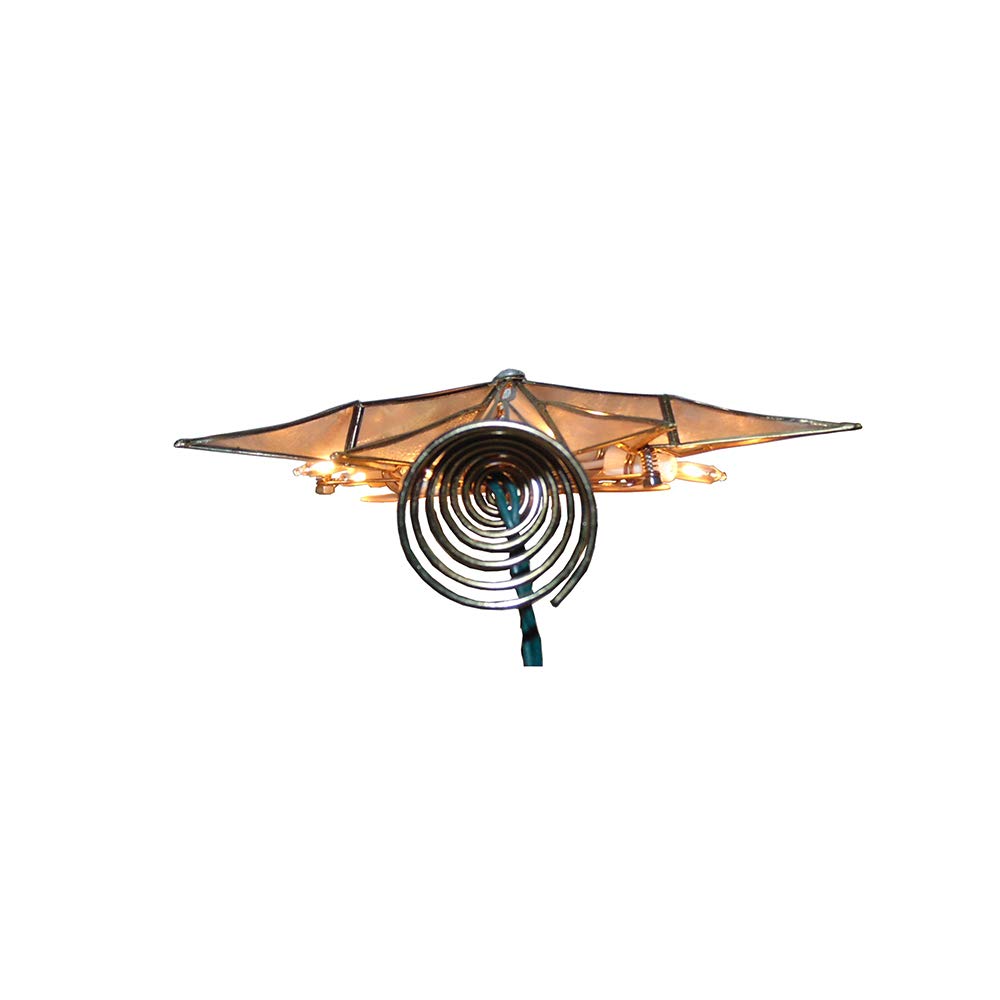 Kurt S. Adler Kurt Adler 10-Light 12-Point Capiz Star and Center Gem Treetop, 10.24in, Gold, White
