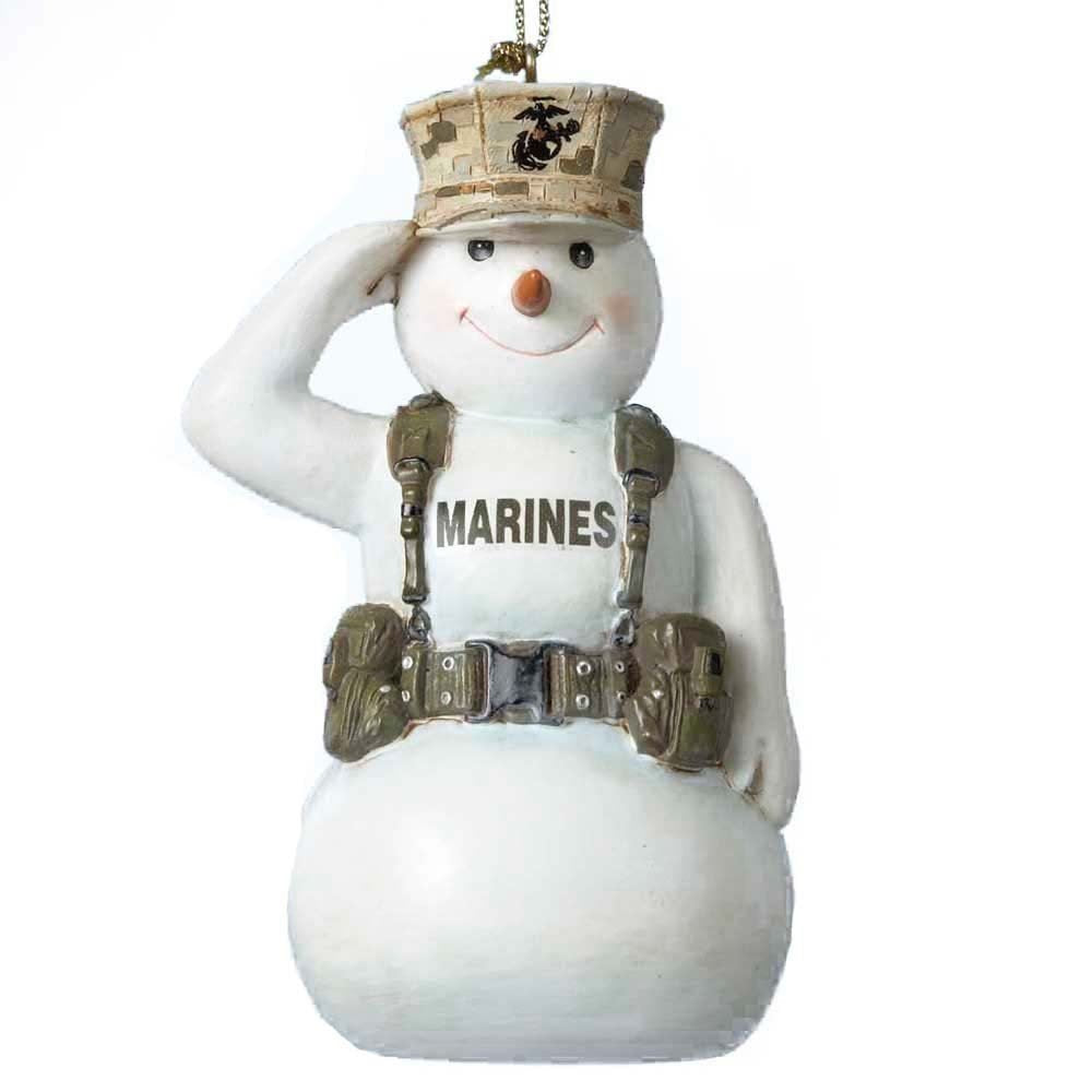 Kurt Adler MC2132 United States Marine Corps Saluting Snowman USMC Christmas Ornament Mc2132 New
