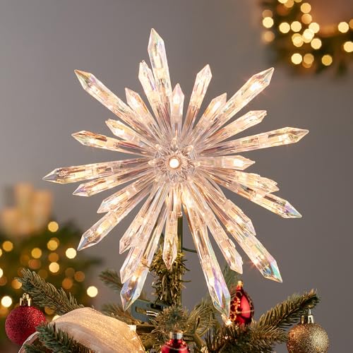 Kurt S. Adler Kurt Adler UL 30-Light Crystal Snowflake Treetop, 11.25in, Clear
