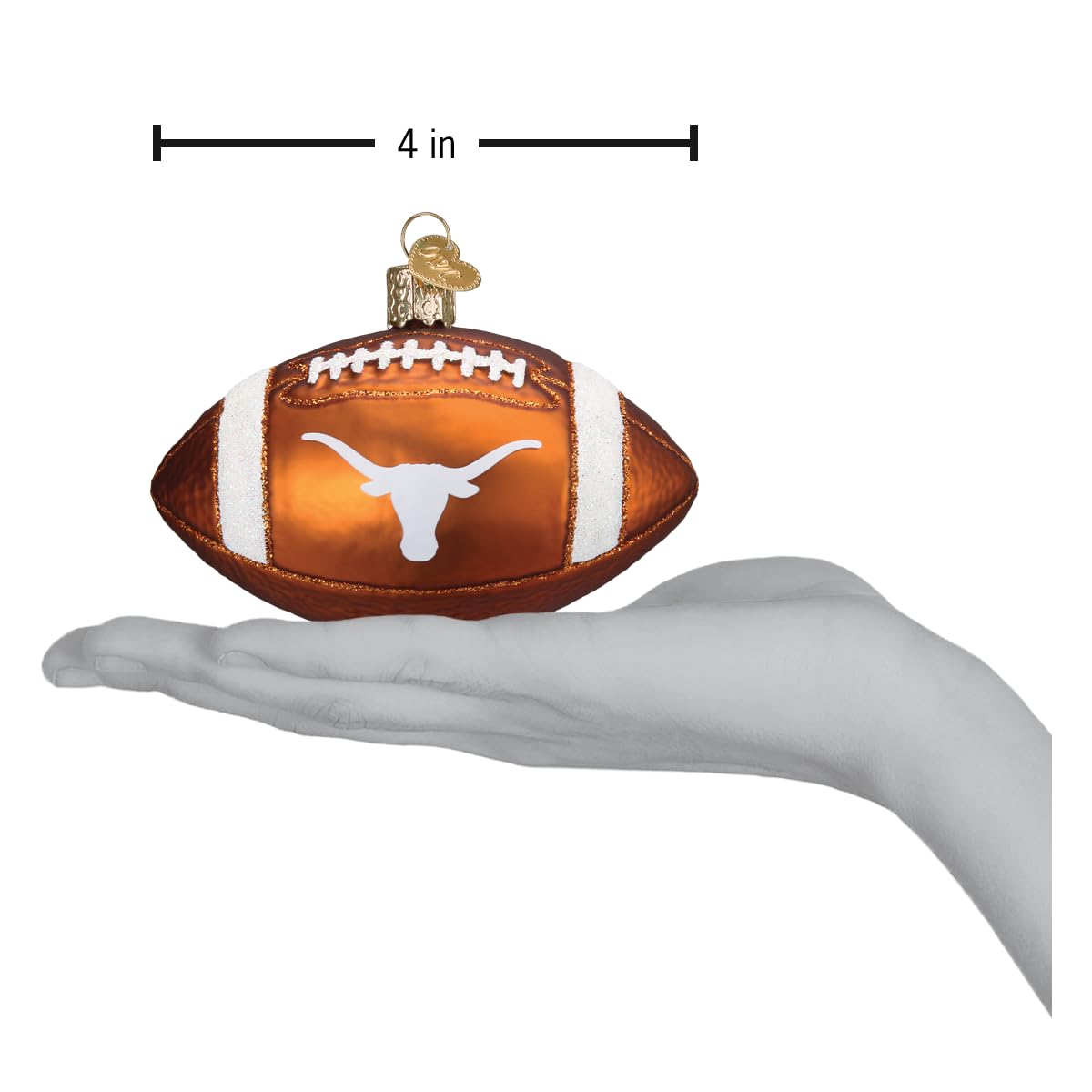 Old World Christmas Texas Longhorns Football Glass Blown Ornament for Christmas Tree, Handcrafted Holiday Decoration, University Collection