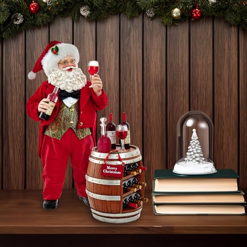 Kurt S. Adler 10.5-Inch Fabrich‚ Wine Tasting Santa, 2 Piece Set