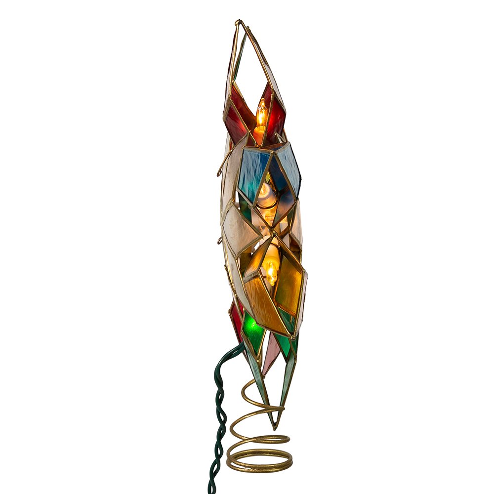 Kurt Adler 10-Light Multi-Color Capiz Star Tree Topper