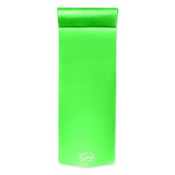 TRC Recreation Splash 1.25 Inch Thick Foam Swimming Pool Float Mat Large Adult Lounger with Built-in Roll Pillow, Fierce Green