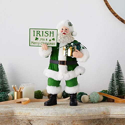 Kurt S. Adler 10.5-Inch Fabrich‚ Musical Irish Gift Box and Sign Santa, Multi