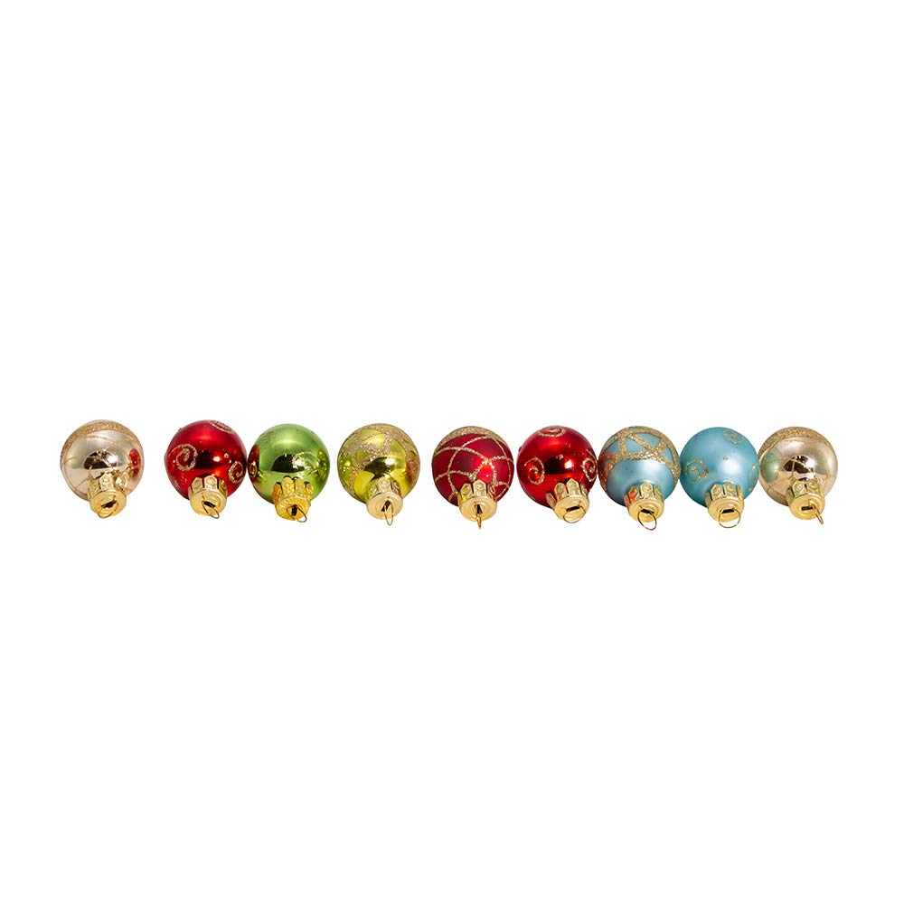 Kurt Adler C1899 Petite Treasures Multi Color Ball Christmas Ornament, Set Of 9