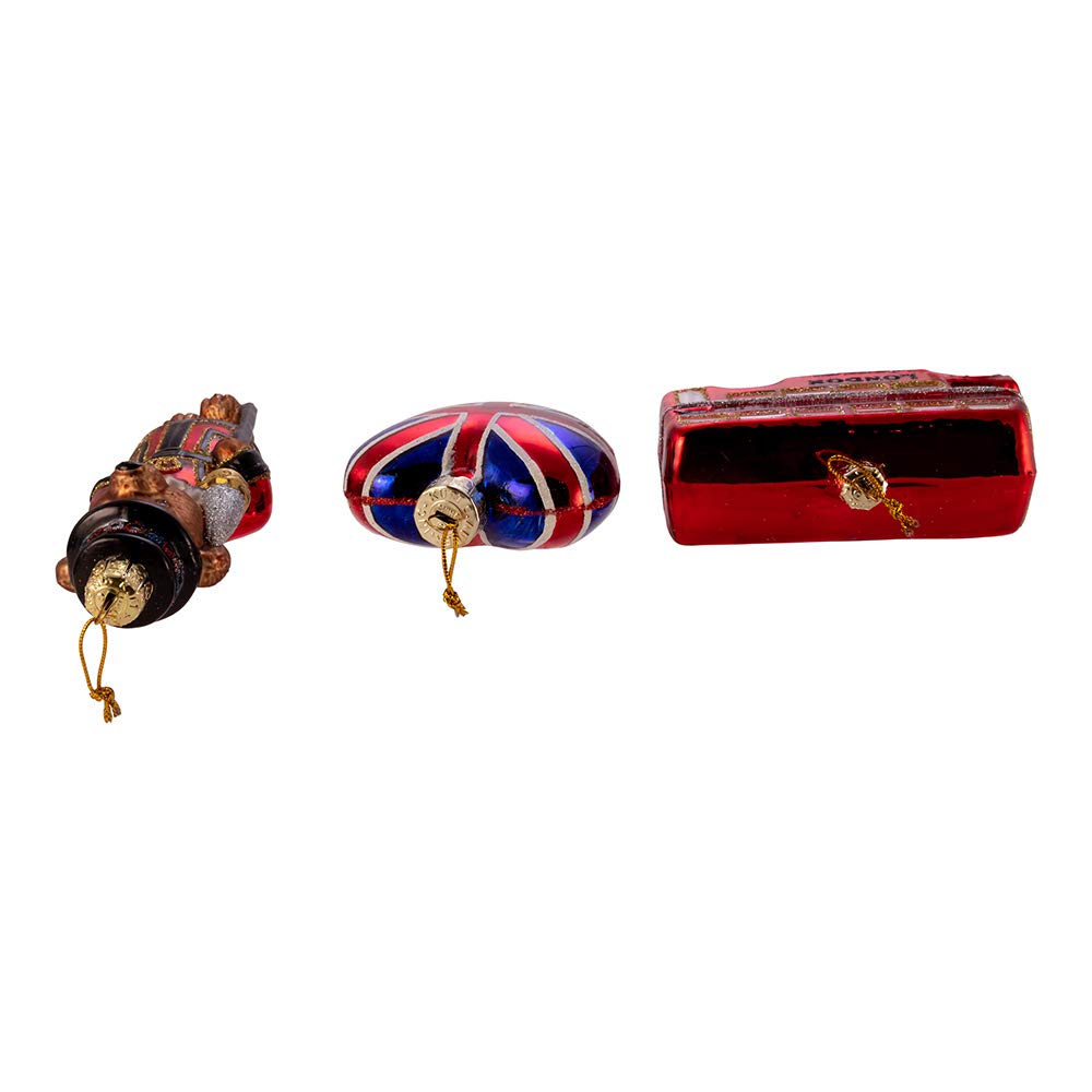 Kurt S. Adler Kurt Adler 4.5-Inch Britain Inspired Glass, Set of 3 Ornament, Multi