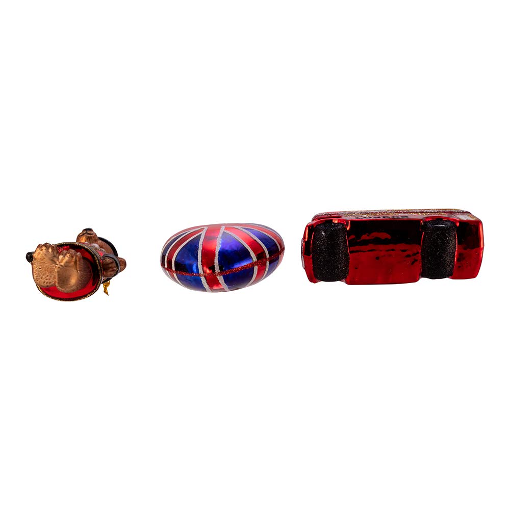 Kurt S. Adler Kurt Adler 4.5-Inch Britain Inspired Glass, Set of 3 Ornament, Multi