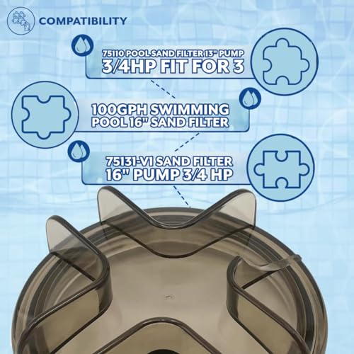 Poolzilla Sand Filter Pump Lid Cover, Compatible with Sandpro Series D Filters by Game Above Ground - Fit for 75110, 75131-V1 for 3/4HP