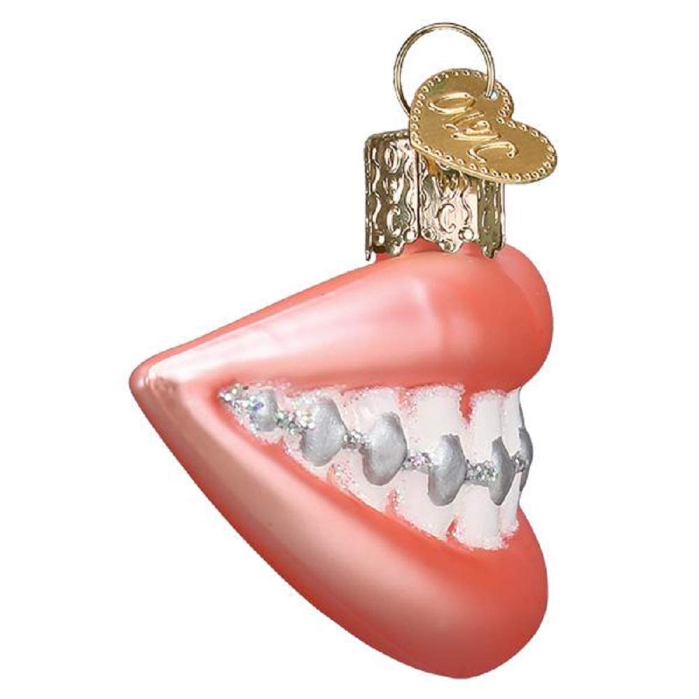 Old World Christmas Braces Glass Blown Ornament for Christmas Tree, Handcrafted Holiday Decoration, Dentist Collection