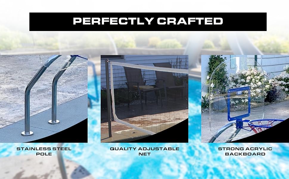 Global Pool Products X2 Basketball/Volleyball Set (16'/20') With Net and Ball, No Anchor